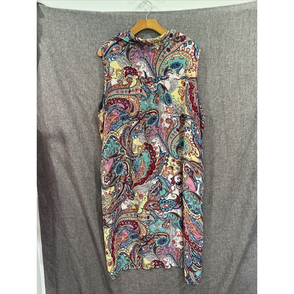 Spense Top Women 2XL Multicolor Paisley Tunic Button Up Sleeveless Shirt FLAW - Picture 2 of 11